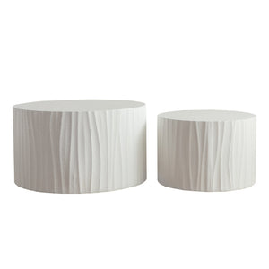Nesting Coffee Table Set of 2 Round Wooden Tables