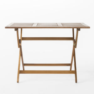 Blissique Outdoor Foldable Wood Dining Table With Slat Design