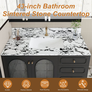 43"x22" Bathroom Vanity Top with Undermount Ceramic Sink and Backsplash