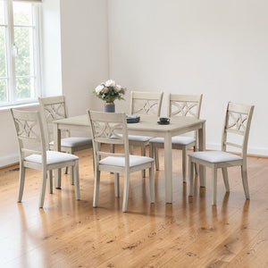 Ferris - 7 Piece Dining Set With Cross Back Chairs And Rectangular Table - Antique White