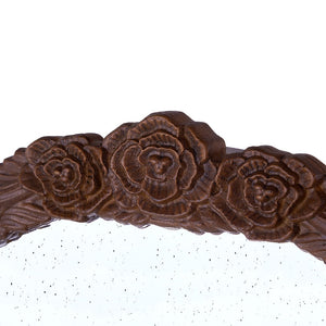 Hand Carved Rose Antique Mirror Frame, Wood Arch Mirror Wall Decor For Living Room