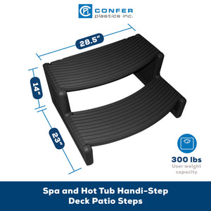 Confer Plastics Handi-Step Spa Hot Tub Stairs for Straight & Curved Spas, Black - TRAPSKI