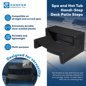 Confer Plastics Handi-Step Spa Hot Tub Stairs for Straight & Curved Spas, Black - TRAPSKI