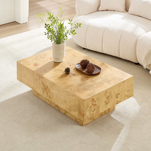 43.31 Inch Burl Wood Veneer Coffee Table