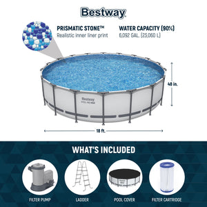 Bestway Steel Pro MAX 18'x48" Round Above Ground Swimming Pool with Pump & Cover