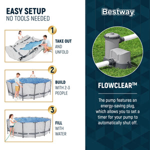 Bestway Steel Pro MAX 18'x48" Round Above Ground Swimming Pool with Pump & Cover