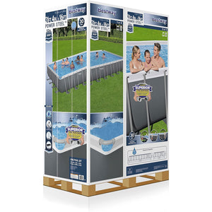 Bestway Power Steel 31'4" x 16' x 52" Rectangular Above Ground Swimming Pool Set Inflatable