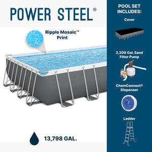Bestway Power Steel 31'4" x 16' x 52" Rectangular Above Ground Swimming Pool Set Inflatable