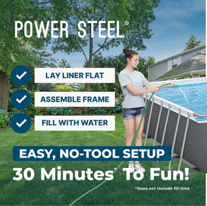 Bestway Power Steel 31'4" x 16' x 52" Rectangular Above Ground Swimming Pool Set Inflatable