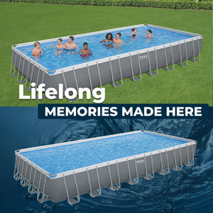 Bestway Power Steel 31'4" x 16' x 52" Rectangular Above Ground Swimming Pool Set Inflatable