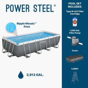 Bestway Power Steel 18' x 9' x 48" Rectangular Above Ground Swimming Pool Set