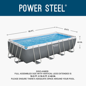 Bestway Power Steel 18' x 9' x 48" Rectangular Above Ground Swimming Pool Set