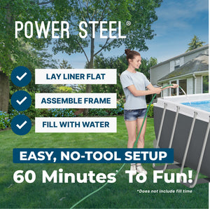 Bestway Power Steel 18' x 9' x 48" Rectangular Above Ground Swimming Pool Set