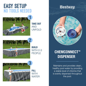 Bestway Power Steel 18' x 9' x 48" Rectangular Above Ground Swimming Pool Set
