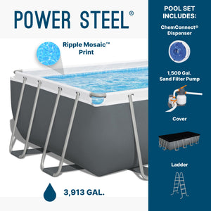 Bestway Power Steel 18' x 9' x 48” Metal Frame Outdoor Above Ground Pool, Gray