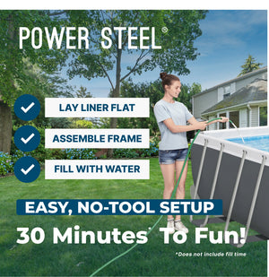 Bestway Power Steel 18' x 9' x 48” Metal Frame Outdoor Above Ground Pool, Gray