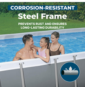 Bestway Power Steel 18' x 9' x 48” Metal Frame Outdoor Above Ground Pool, Gray