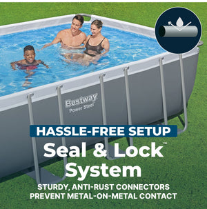 Bestway Power Steel 18' x 9' x 48” Metal Frame Outdoor Above Ground Pool, Gray