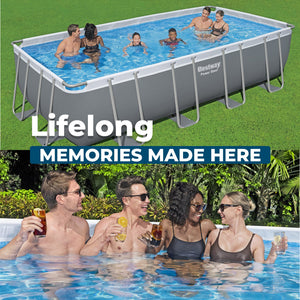 Bestway Power Steel 18' x 9' x 48” Metal Frame Outdoor Above Ground Pool, Gray