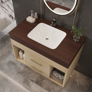 29.9" Modern Floating Bathroom Vanity with Sintered Stone Top