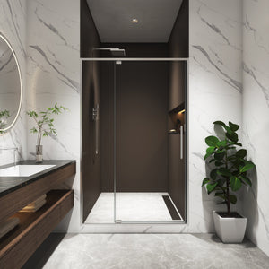 44-48"W x 74"H Pivot Shower Door with Brushed Nickel Finish