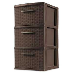 Sterilite 3 Drawer Decorative Plastic Weave Storage Tower, 6-Pack, Espresso