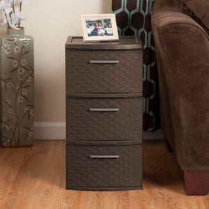 Sterilite 3 Drawer Decorative Plastic Weave Storage Tower, 8-Pack, Espresso