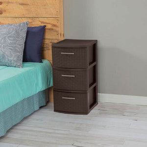 Sterilite 3 Drawer Decorative Plastic Weave Storage Tower, 8-Pack, Espresso