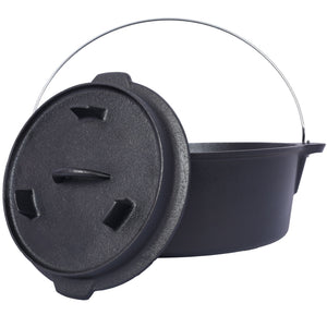 Pre-Seasoned Cast Dutch Oven with Skillet Lid and Pot Rack