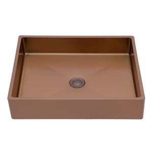 19" X 15" Stainless Steel Bathroom Sink With Pop Up Drain, Nano Surface - Rose Gold