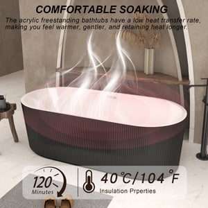59" Linear Acrylic Freestanding Soaker Bathtub