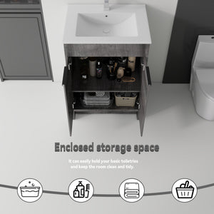 24 Inch Floating Bathroom Vanity with Ceramic Sink and Soft-Close Door