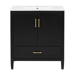 Elegant Fluted Bathroom Vanity With Sink, Soft Close Doors & Drawer