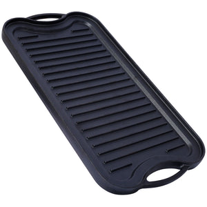 Pre Seasoned Cast Iron Reversible Rectangular Grill / Griddle - Black