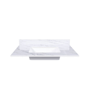 Bianco Carrara Venato Marble Vanity Top With Pre Drilled Faucet Hole And Undermount Sink