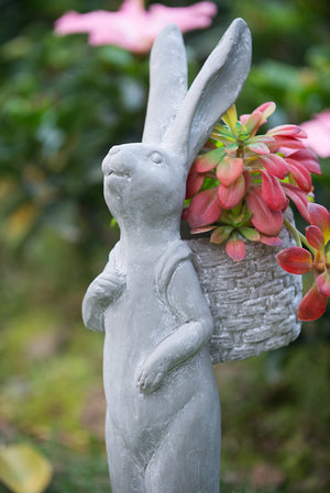 8.5x5.5x19.5" Tall Cement Rabbit Planter