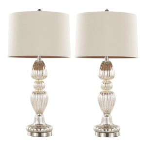 Spade - Contemporary Table Lamp (Set of 2) - Mercury / Nickel / Natural