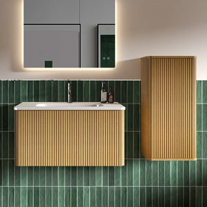 Floating Side Cabinet with Chic Striped Textures