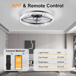 23.6" Ceiling Fan with Lights, Remote and App Control