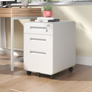 3-Drawer Mobile File Cabinet with Lock and Casters
