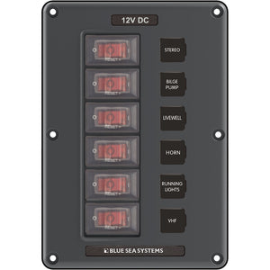 Blue Sea 4322 Circuit Breaker Switch Panel 6 Position - Gray