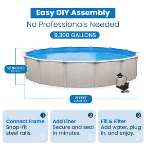 Aquarian Phoenix 21' x 52" Steel Frame Above Ground Swimming Pool Kit with Pump