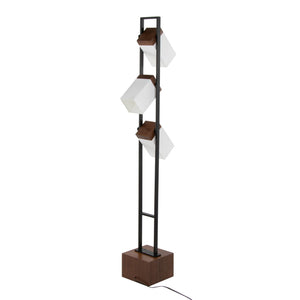 Bento - Contemporary Floor Lamp - Black / Walnut / White