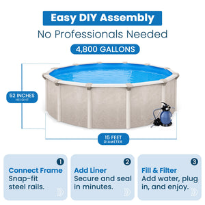 Aquarian Phoenix 15ft x 52in Above Ground Swimming Pool w/Pump and Pool Ladder