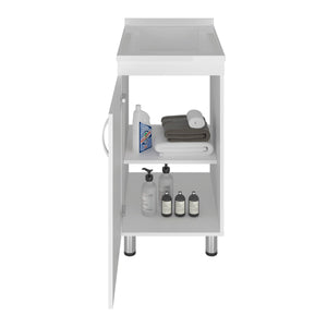 Slee Compact Utility Sink Cabinet with Storage and Metal Legs for Laundry Room