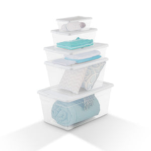 Sterilite 28 Qt Clear Closet/Under Bed Organizer Storage Box Container (30 Pack)