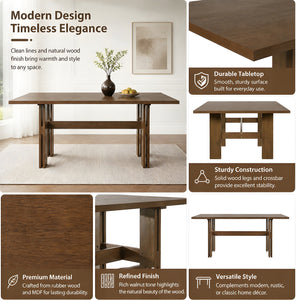 7 Pieces Modern Dining Set, Rustic Farmhouse Solid Wood Kitchen Table Set for 6