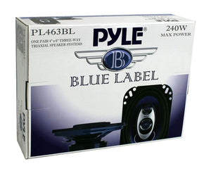 Pyle PL463BL 4x6" 240W 3 Way Car Coaxial Audio Speakers Stereo PAIR Blue