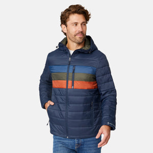 Men's Tri-Color Hooded Puffer Jacket