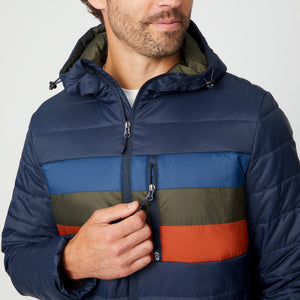 Men's Tri-Color Hooded Puffer Jacket